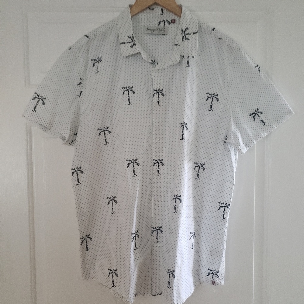 Sovereign Code Palm Tree Button Up Slim Fit Men XL